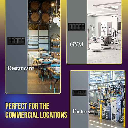 Miniatura 571 de ENERLITES SI8834-BK - Placa de pared decorativa sin tornillos, cubierta de enchufe segura, 4 entradas, 4.68 x 8.30 pulgadas (alto x largo), Negro