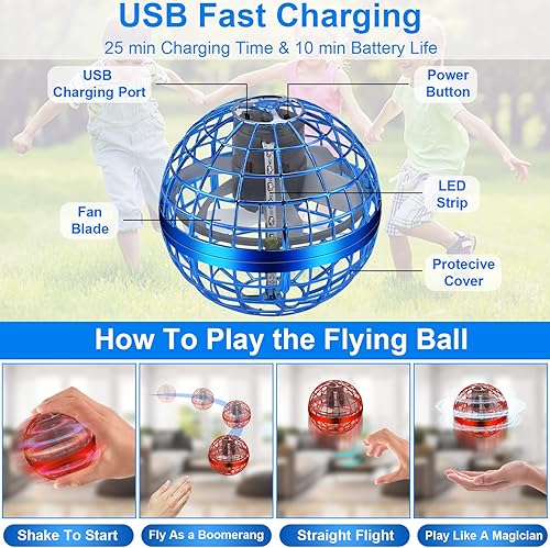 Miniatura 2 de Jianxied Bola voladora 2023 recargable mejorada bola voladora giratoria de 360 con rotación de 360, bola de boomerang espacial con luces LED para