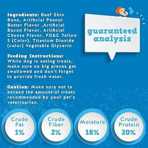 Miniatura 4 de Jack&Pup - Huesos rellenos para perros masticadores agresivos, golosinas masticables para perros de 5 a 6 pulgadas, sabor a tocino y queso, todo