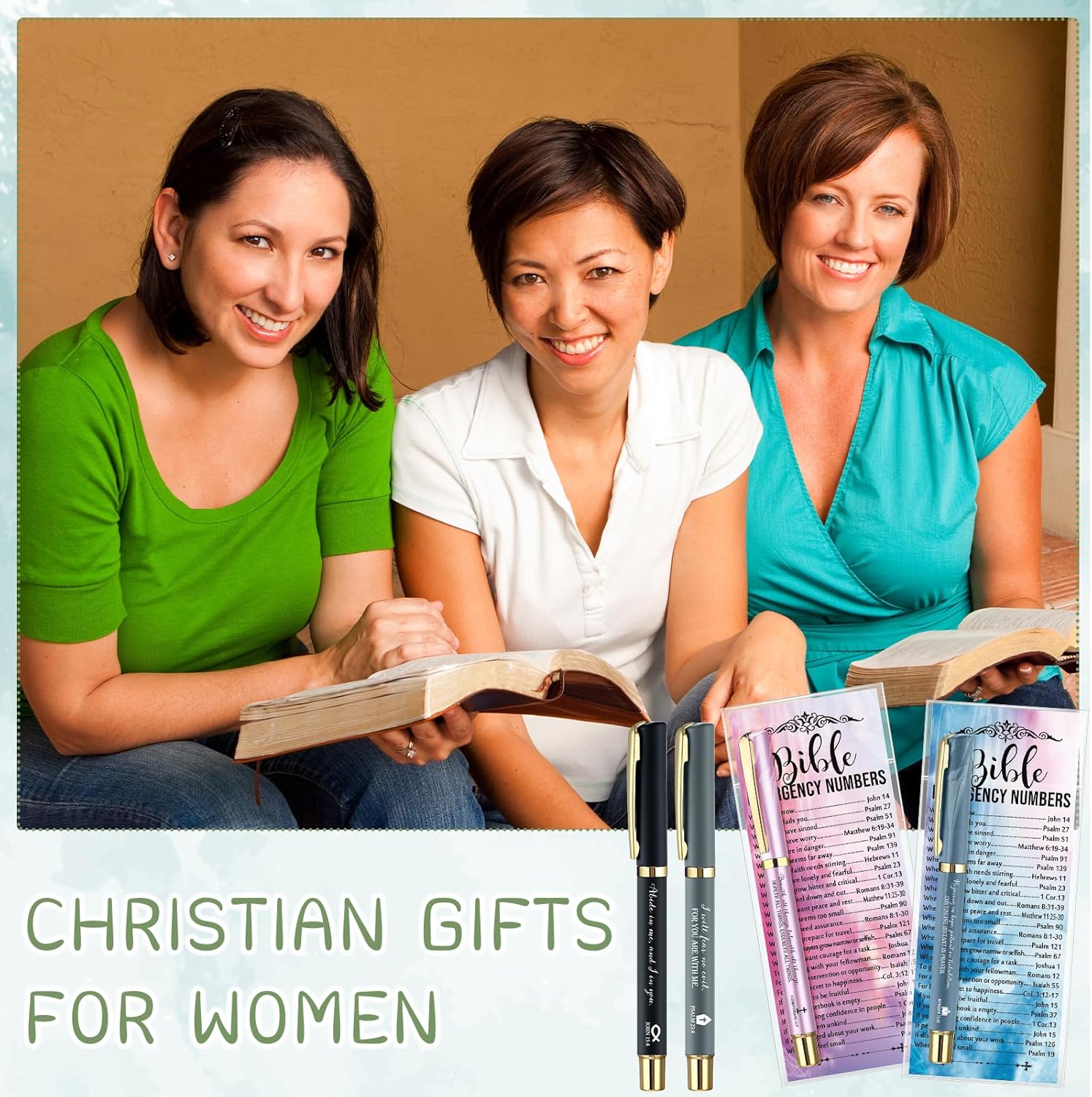 50 Pcs/25 Sets Christian Bookmarks Bible Emergency Numbers Bookmarks with Pens Bulk Religious Gifts for Team Valentines Christian Office Classroom Church Gifts - Image 7