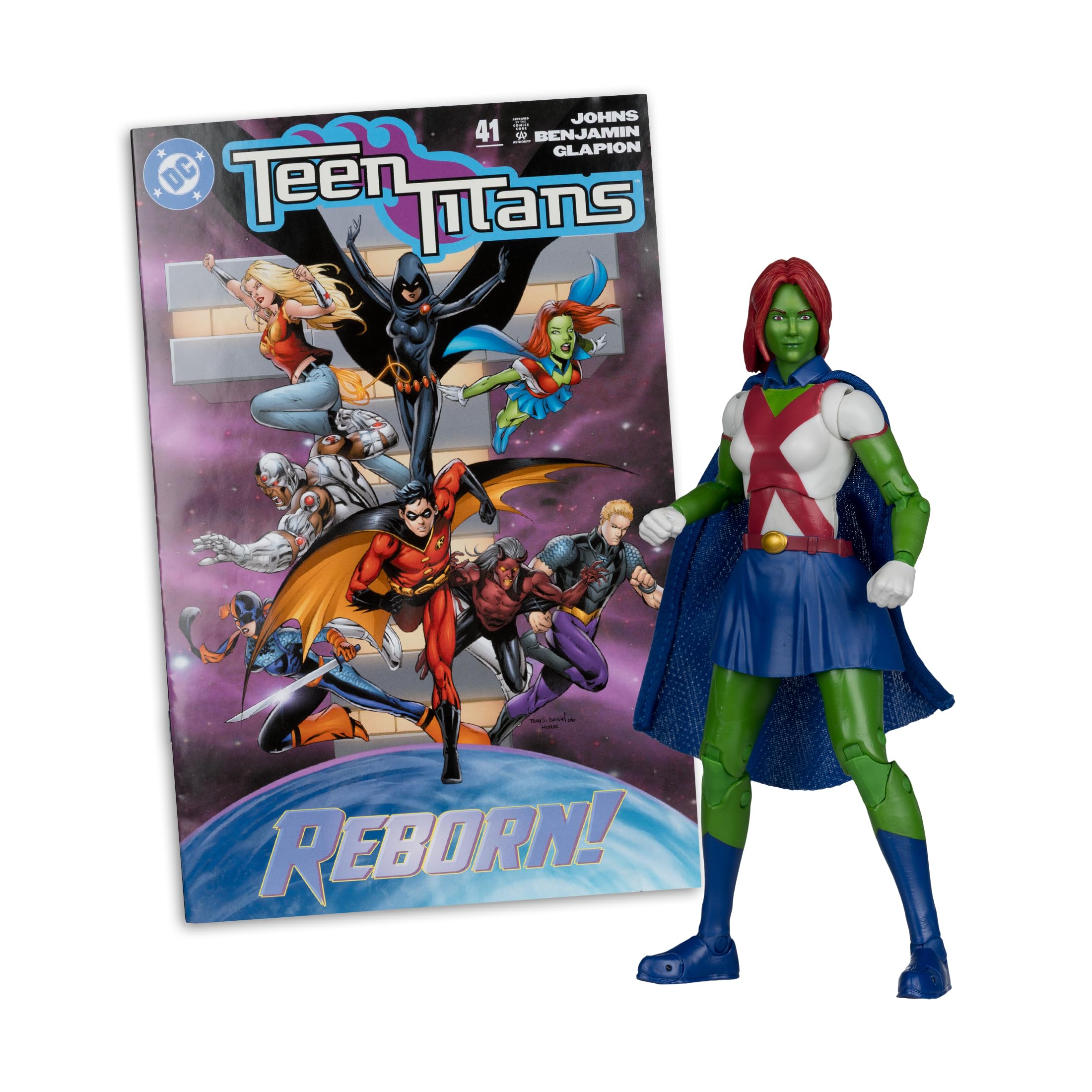 DC Direct - 7in Miss Martian Action Figure with Comic (Teen Titans #41)(Red Platinum Edition Page) Punchers - McFarlane Toys
