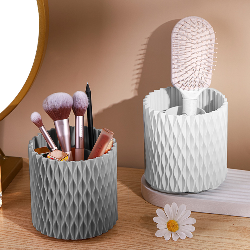 WVacFre Organisateur Rotatif 360° Pour Pinceaux De Maquillage Avec Couvercle Anti-Poussière (Blanc)