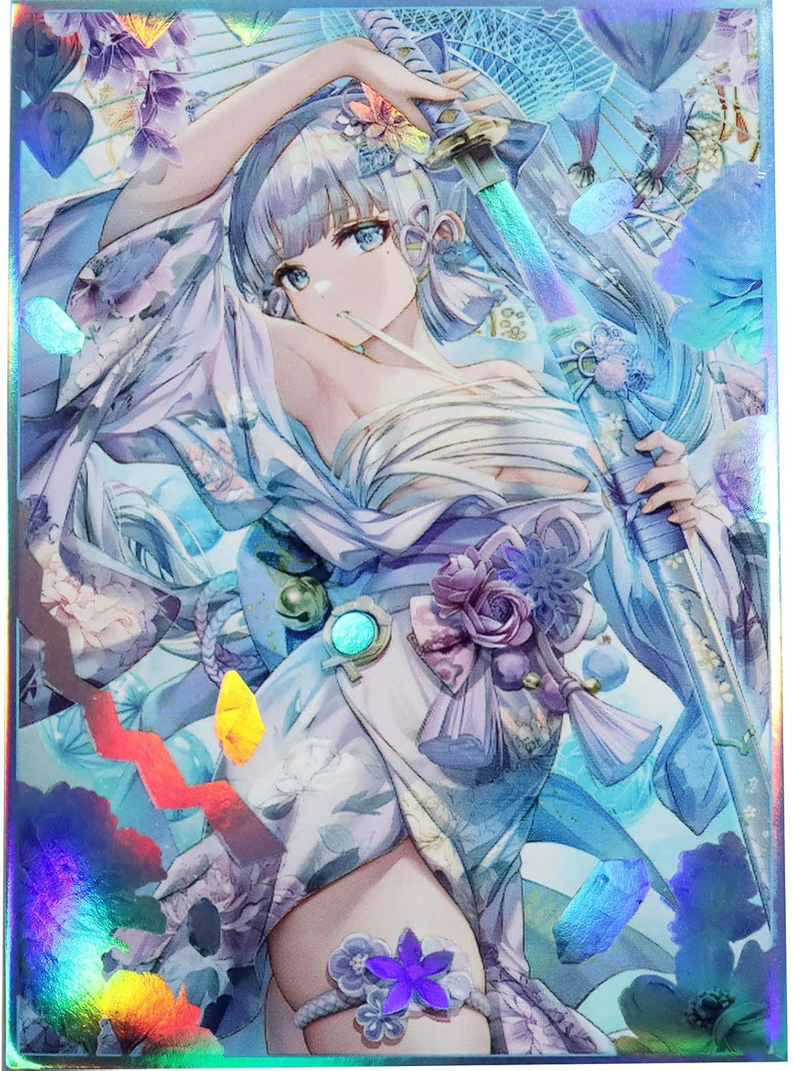 50ct (Kamisato Ayaka) Holographic Standard Size Cards for MTG/TCG/PTCG Art Anime Printing Card Sleeves Protectors 67x 92 mm （A09）