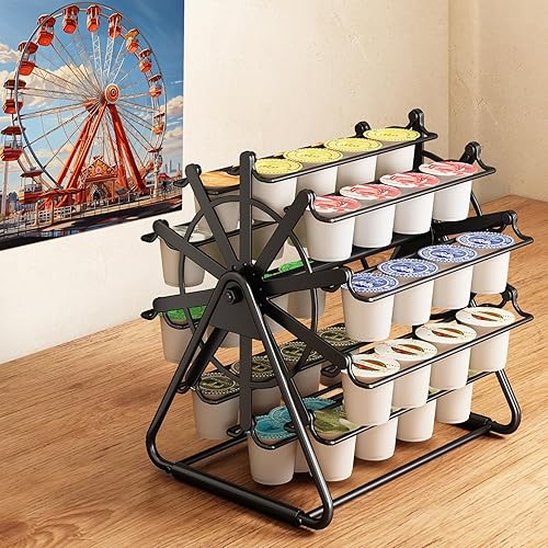 Soporte para tazas de 40 K, diseño de rueda de fortuna, regalo de cumpleaños para mujeres y hombres, soporte para cápsulas de café, carrusel de taza