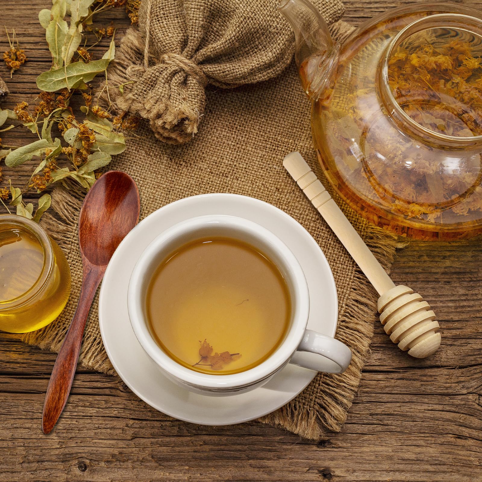 4 Cucchiai Per Miele In Legno Naturale - Bastoncini Per Sciroppo, Tè E Caffè