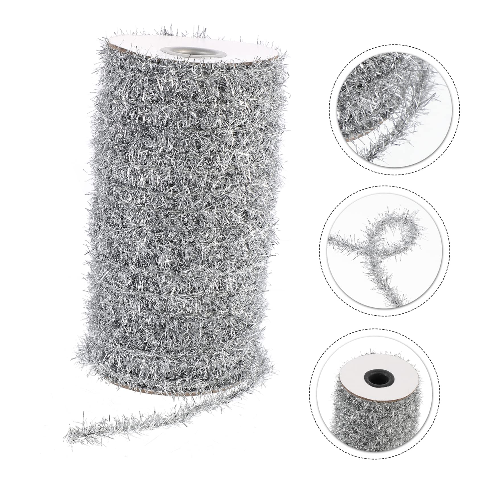 Guirnalda de espumillón para Navidad, 1 Rollo de guirnaldas metálicas de Colores, Guirnalda de oropel, Navidad metálica(Silverx2pcs,Mediumx2pcs)
