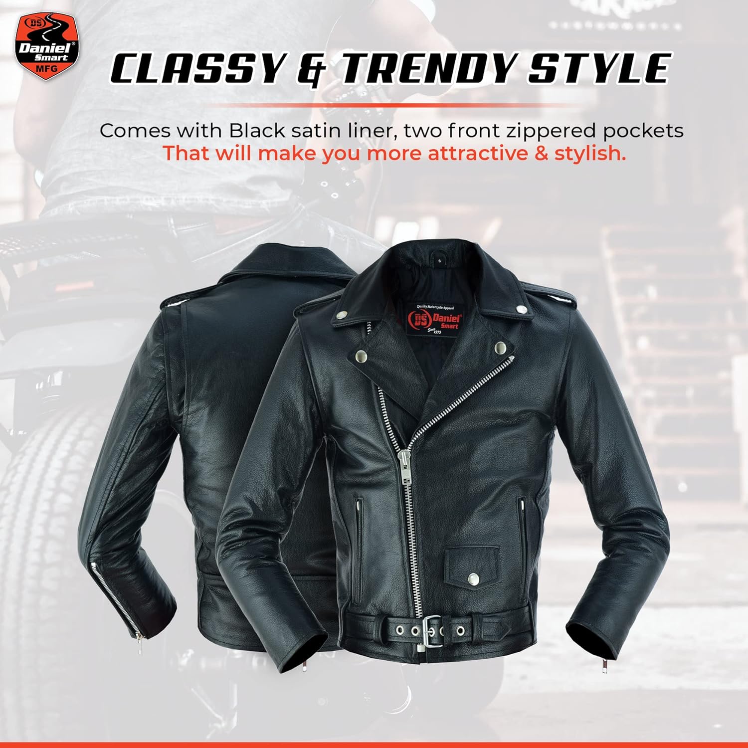 Daniel Smart Kid’s leather Jacket - Premium Leather Material Kid’s Jacket with Unique Plain Sides Design and Multiple Pockets