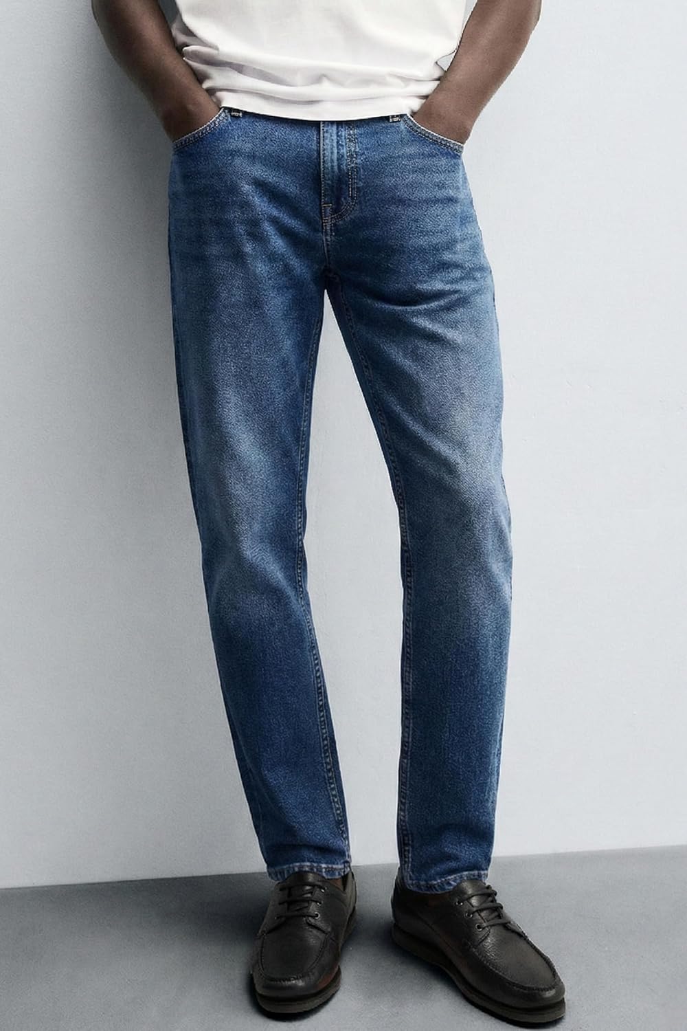 Men's Slim Tapered Fit Jeans Stretch Denim Pants - Casual Everyday Comfort Classic Washed Jeans for Work Daily All Season