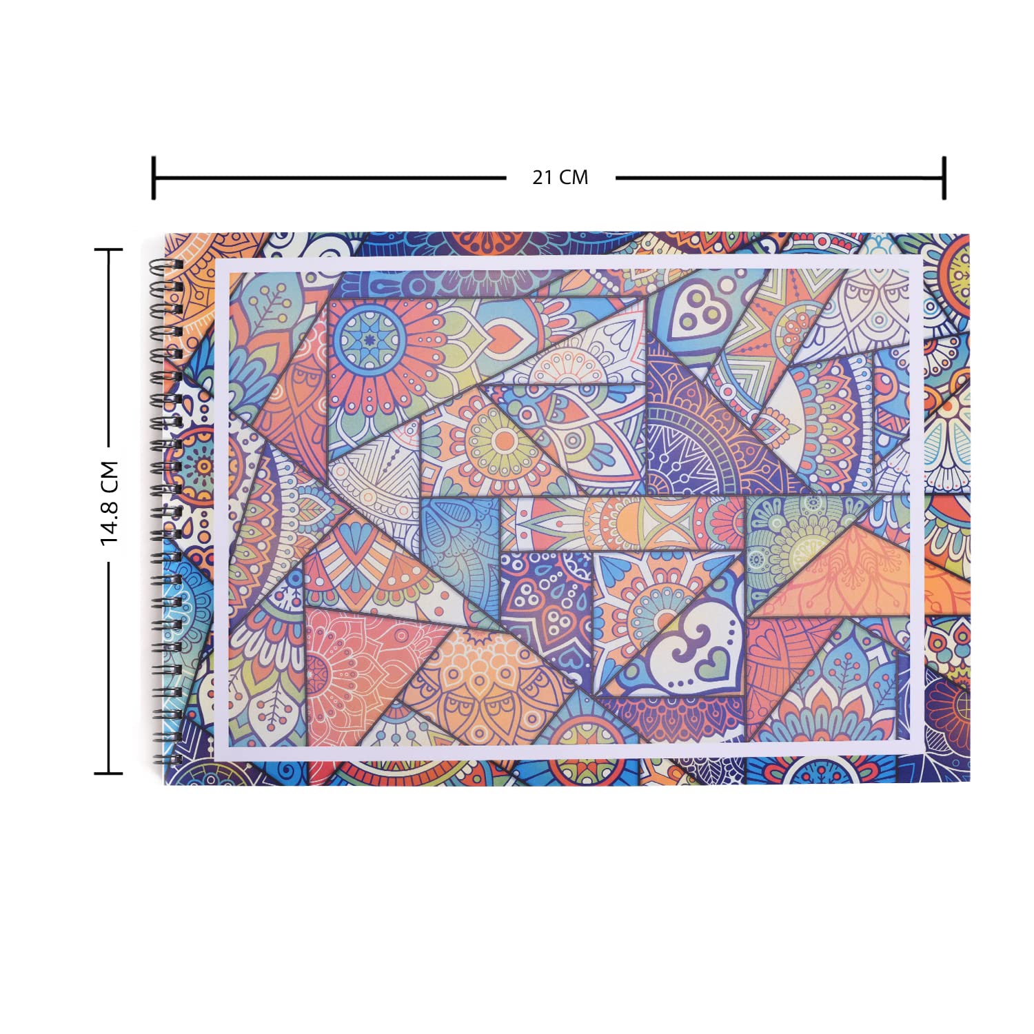 Papboo Szkicownik artystyczny z mandalą A5, z podpórką na plecy, 140 GSM, 60 stron - (matowa okładka)..