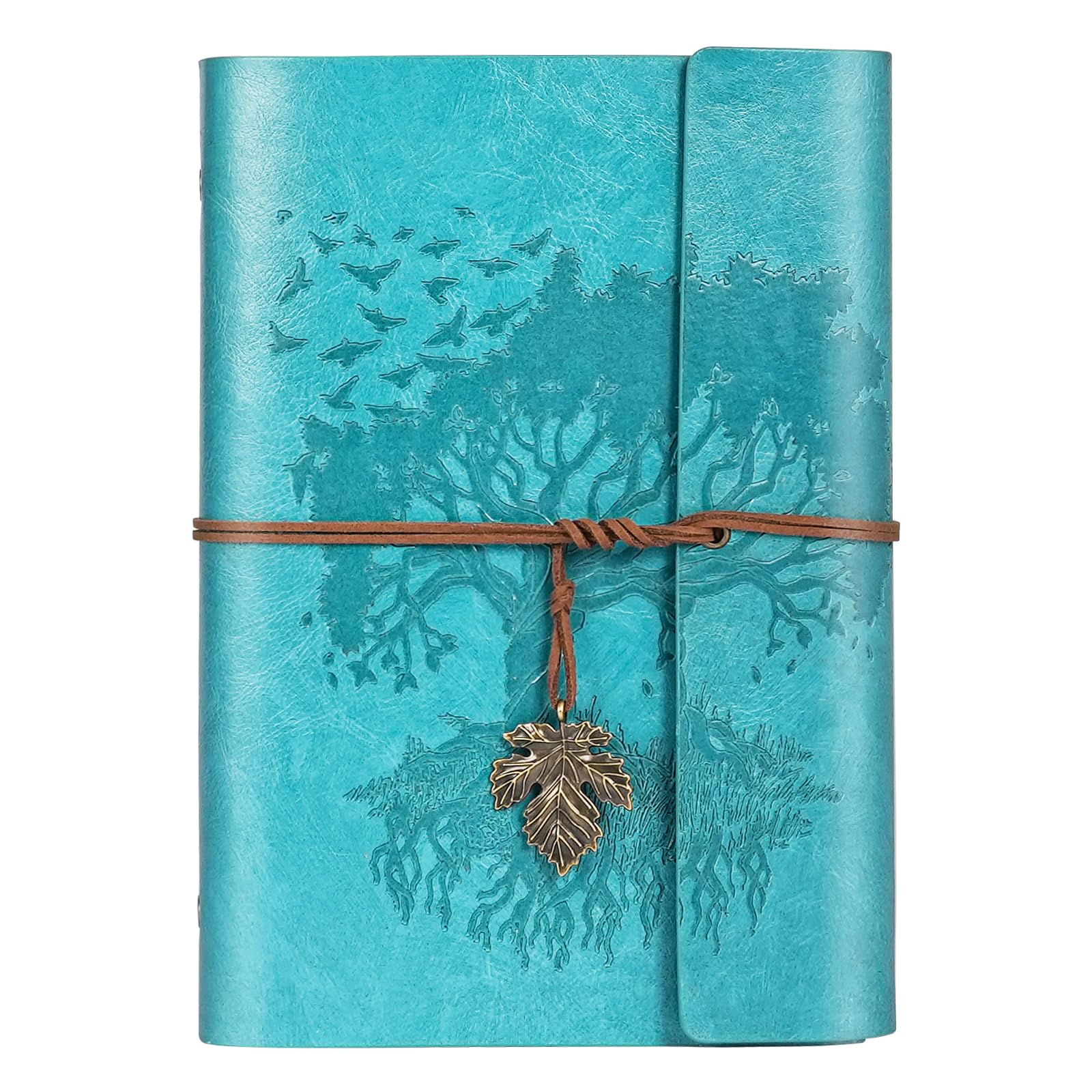 ANOMM PU Leather Journal Notebook, Refillable Notebook with Blank Pages, Travelers Notebooks, Spiral Bound Journal, Gift for Women, Men, Girls and Boys, 160 Pages (A5, 23.5 × 16.5cm, Blue-Green) — image 1