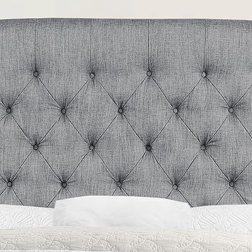 Miniatura 8 de Rosevera Benicia - Base de cama de plataforma con cabecera ajustable de diseño distintivo, tapizado de tela con botones para dormitorio, soporte de