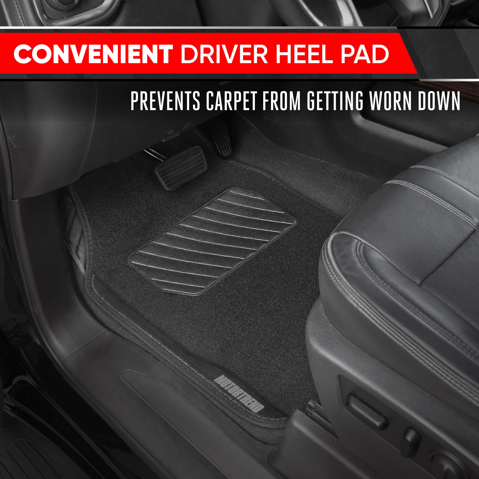 Motor Trend SpeedSeries Carpet Floor Mats Set - Universal Fit for Cars Trucks SUVs Vans Trim Racing Design — view 4
