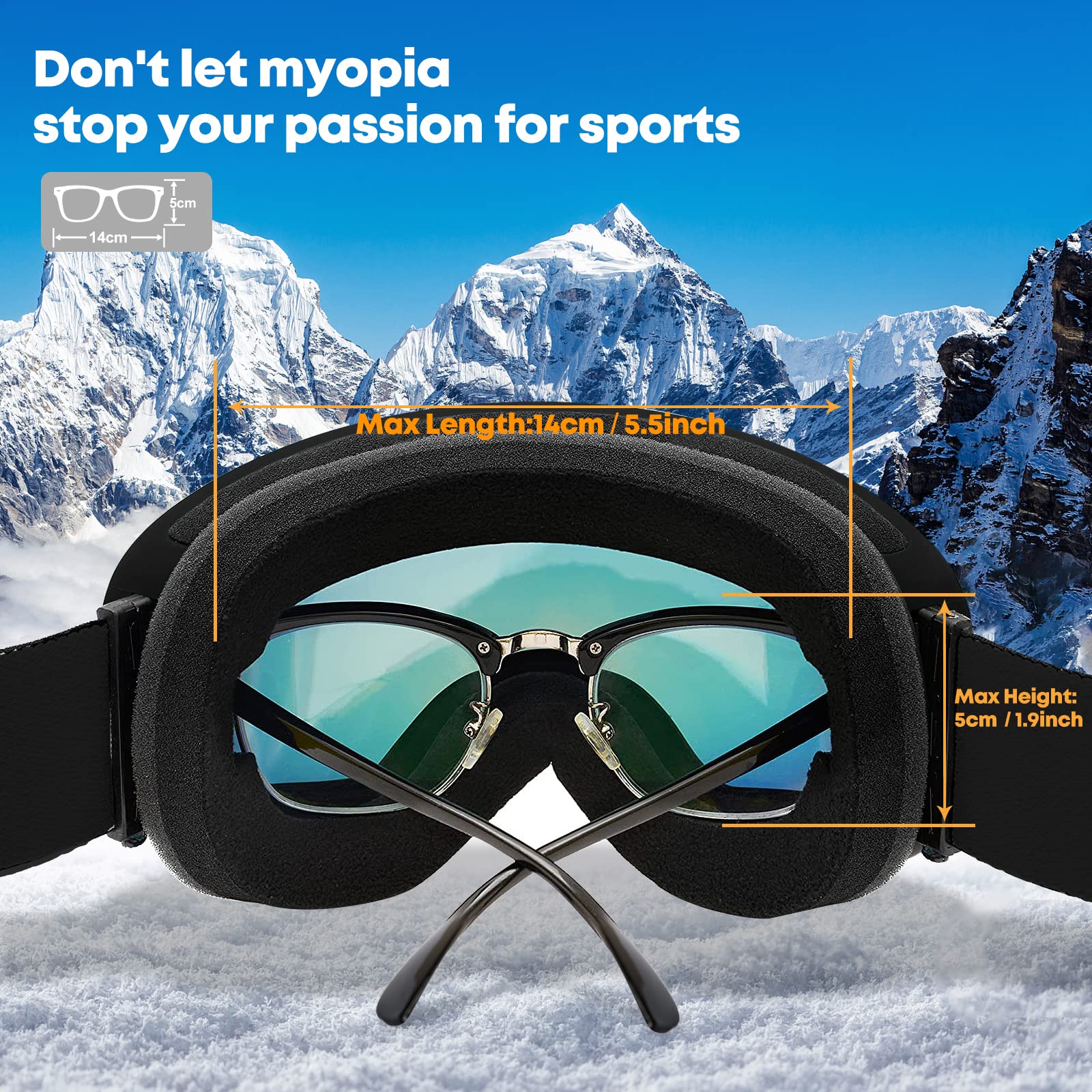 GONICVIN Lunettes de Ski, Lunettes de Snowboard Magnétiques Lunettes de Ski Anti-buée pour Hommes, Femmes, Porteurs de Lunettes, Protection UV