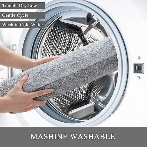 Miniatura 7 de KMSON Juego de 3 alfombras de baño degradadas con tapete de baño en forma de U, antideslizante, ultra suave y absorbente de agua, lavable a máquina,