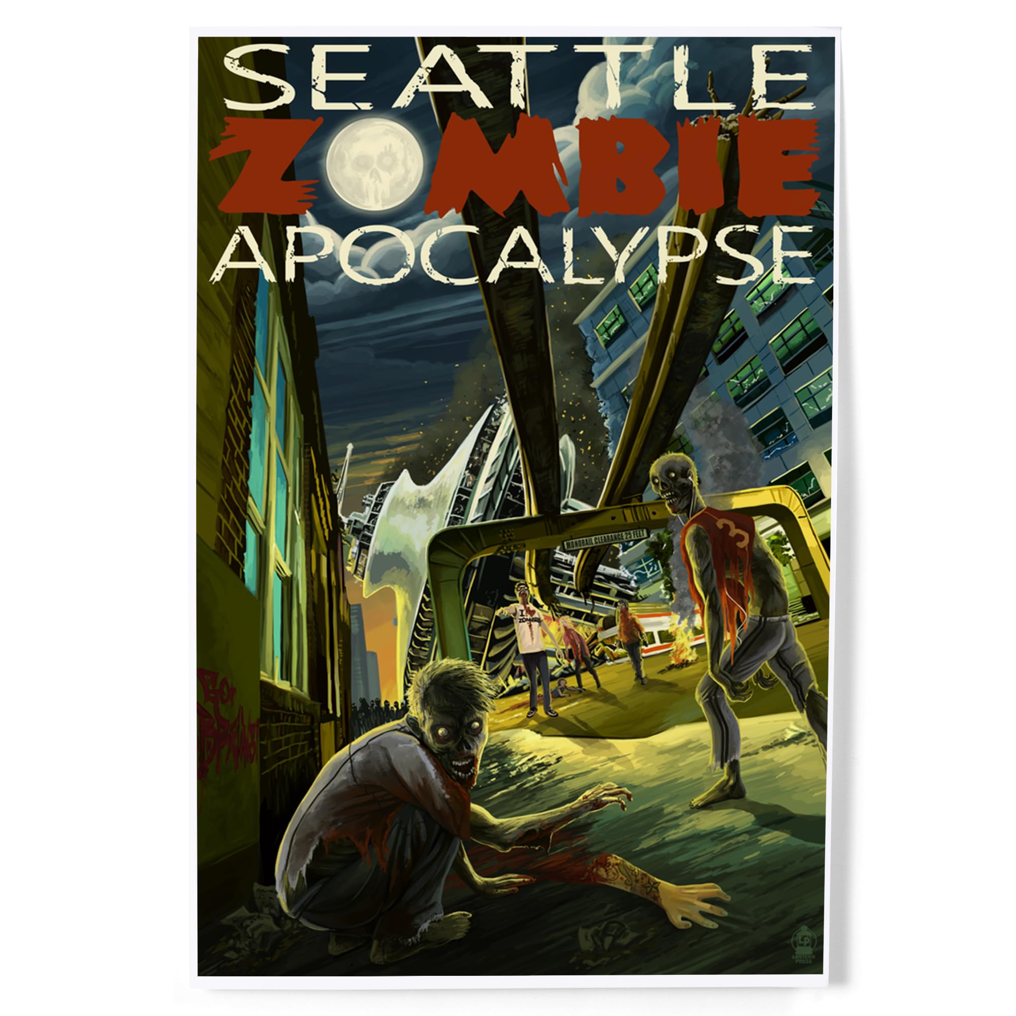 Amazon.com: Lantern Press 8x12 Art Print, Seattle Zombie
