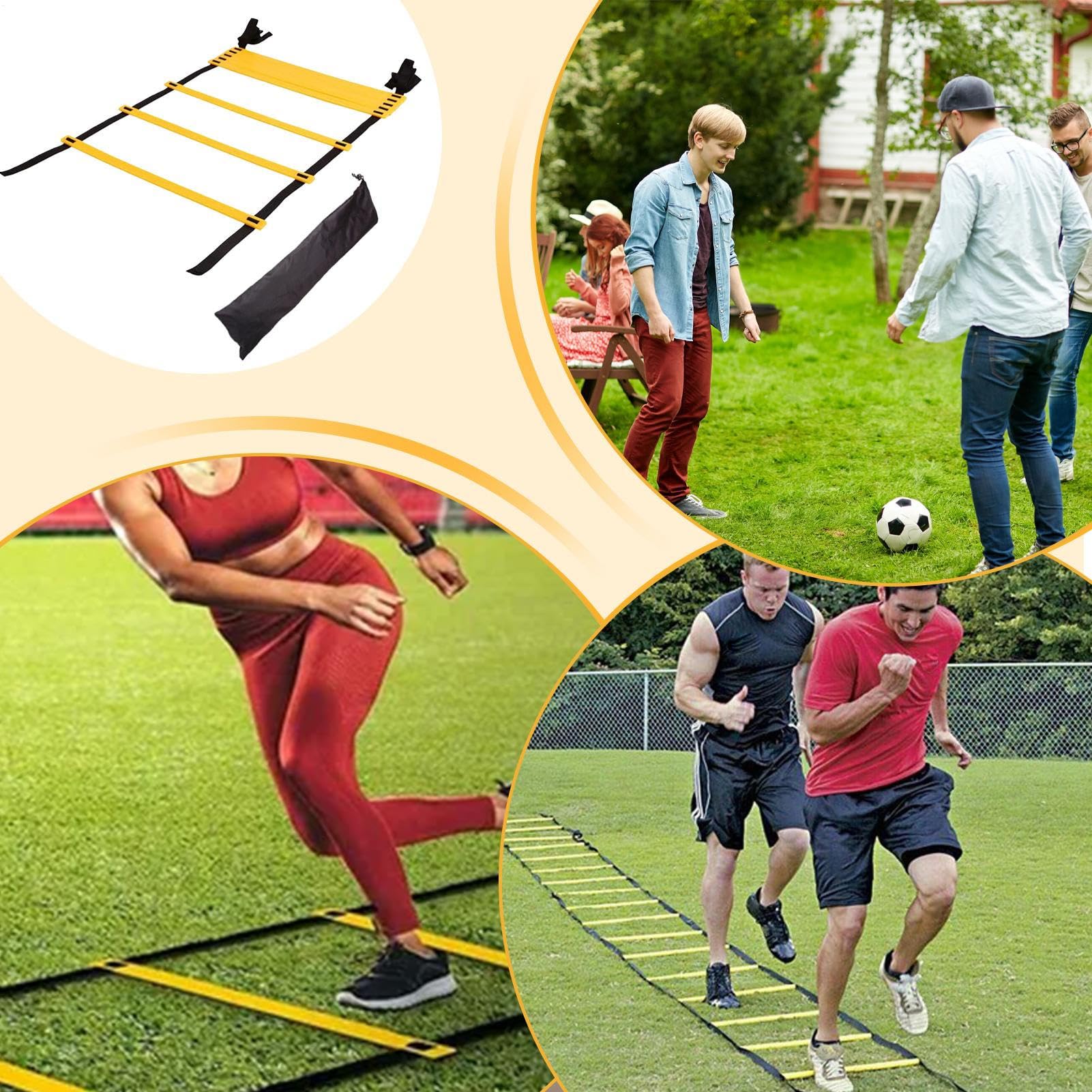 Escalera de Agilidad - Equipo de Entrenamiento de Velocidad con Escalera de Agilidad,Equipo De Ejercicio Para Pies Con Configuración Para Hombres Mujeres Jóvenes Atletas