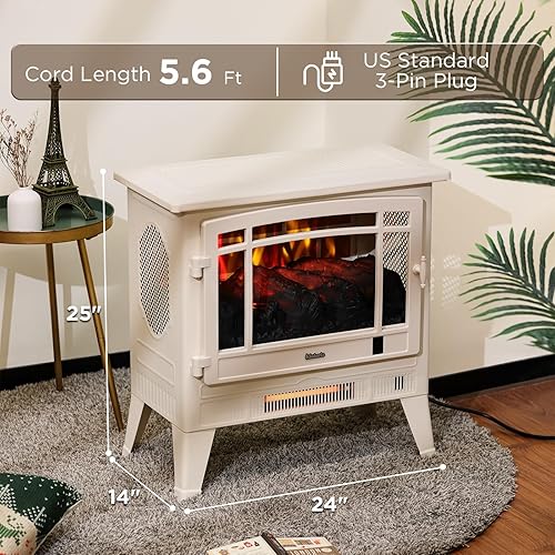 Miniatura 6 de TURBRO Suburbs TS17 - Chimenea eléctrica compacta, calentador de 18 pulgadas con llama realista, certificado CSA, protección de seguridad contra