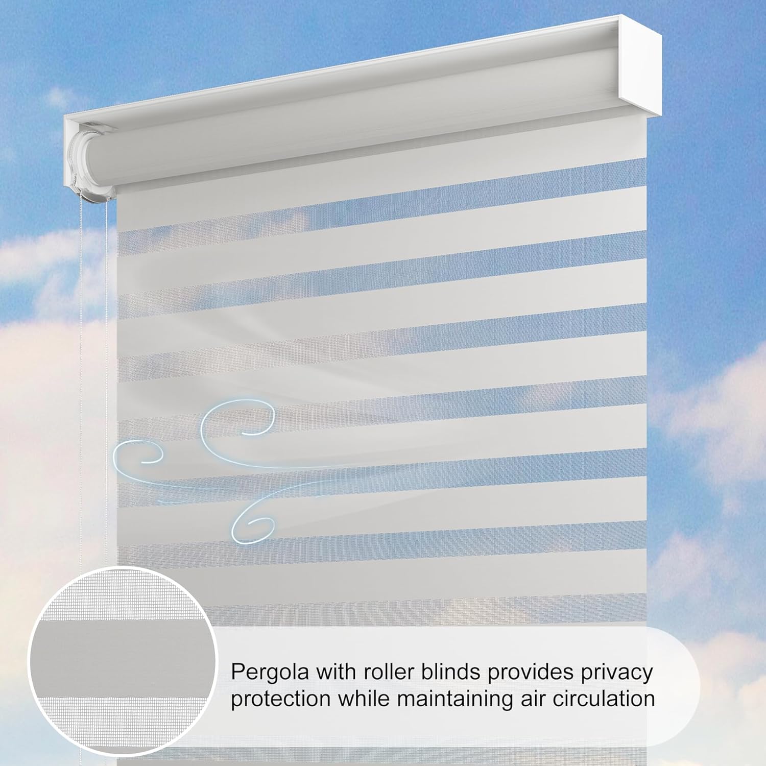 Close-up of roller blind fabric showing air circulation