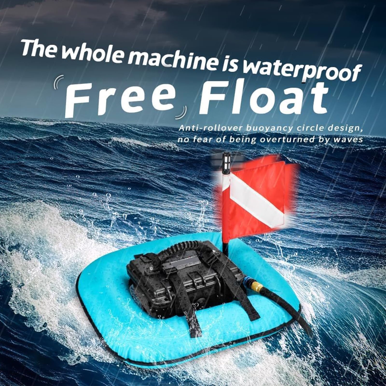 Sistema de Buceo Sin Tanque Recargable, Sistema de Ventilación para Buceo, Impermeable y Resistente a los Golpes,Larga Duración 60-70 minutos, para Buceo y Pesca