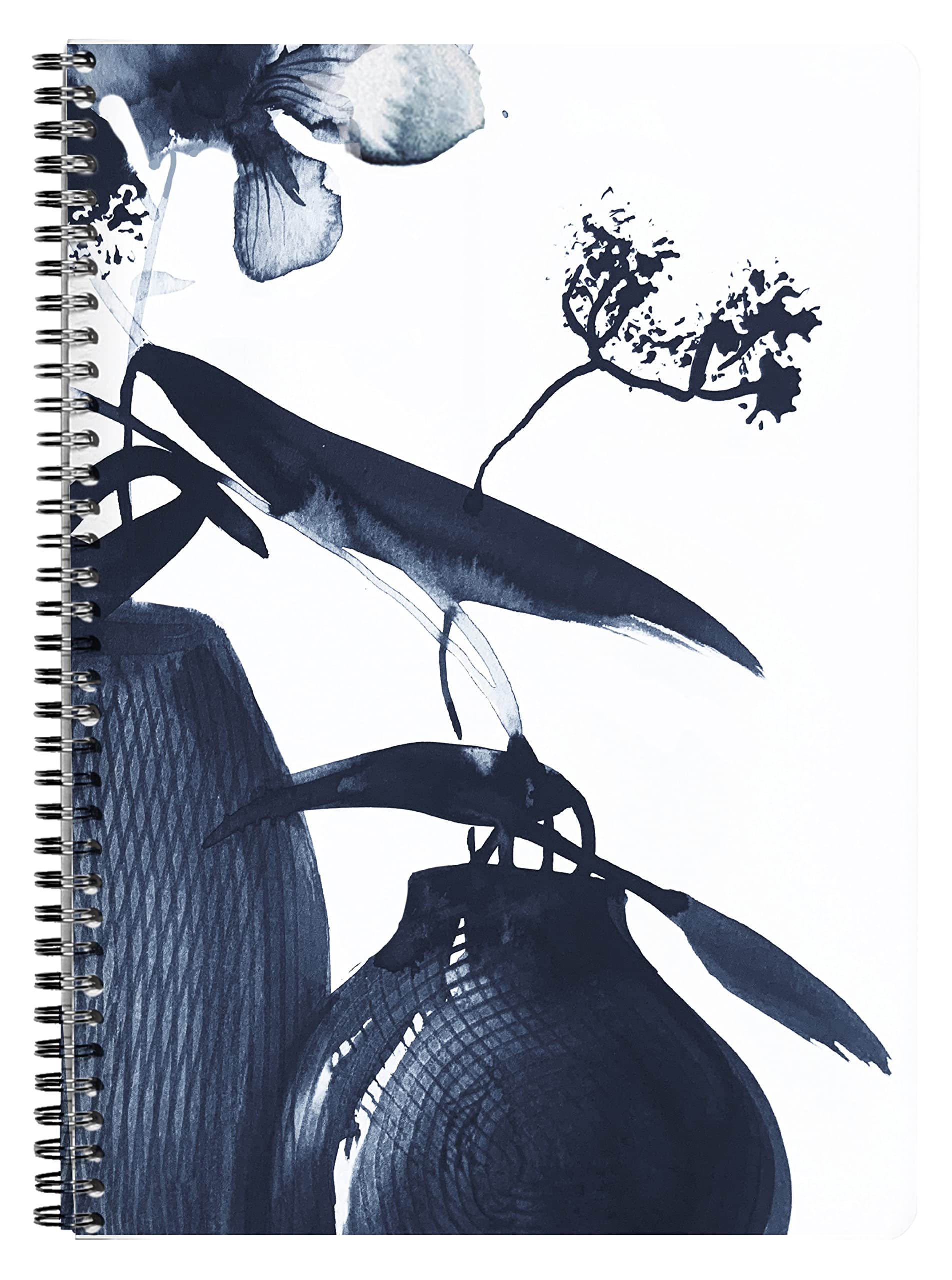 Clairefontaine 115929C, Blue Floral Spiral Notebook, A4 21x29,7cm 148 Lined Pages Margin White Paper 90g, Inkebana Collection - Image 2