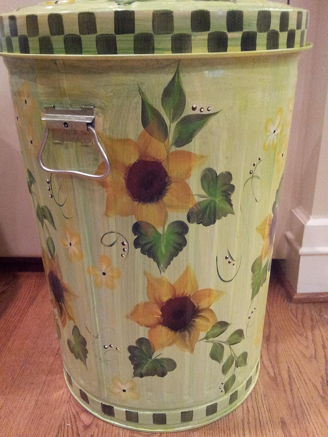20 Gallon Hand Painted Galvanized Trash Can