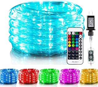 Minetom 33FT Color Changing Rope Lights Outdoor: 100 LEDs, 16 Colors, Waterproof IP65, Remote Control for Christmas, Halloween, Patio Decor