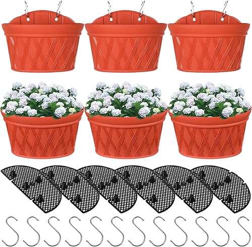 Miniatura 7 de 6 macetas colgantes de pared para plantas de interior, macetas para valla de barandilla, macetas de valla de plástico, cesta colgante al aire libre