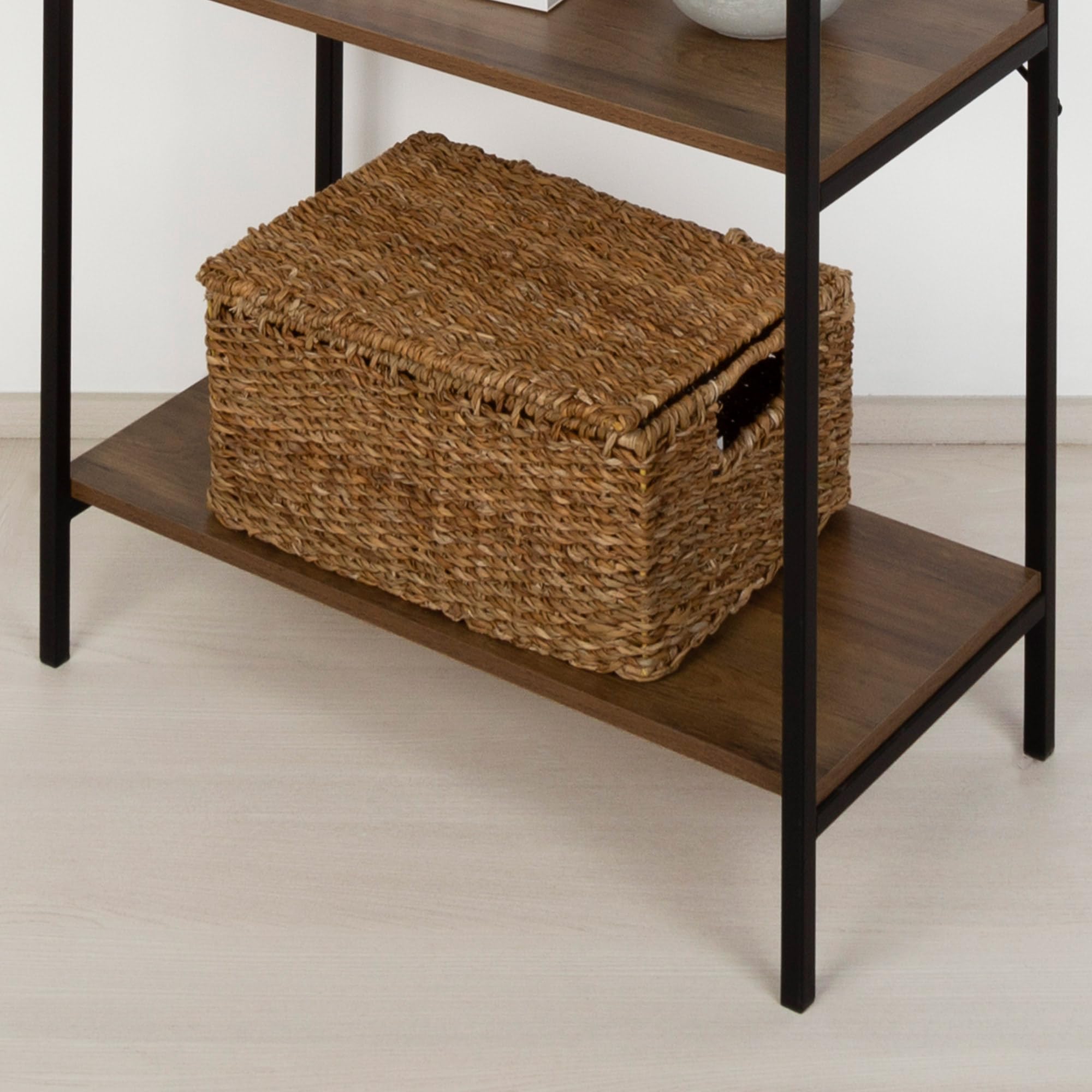 AKTIVE MAX Home Estantería almacenaje, 60x30x120 cm, 4 estantes, Acero y Madera, Fácil Montaje, Resistente, Duradera, Refuerzo Cruzado, Muebles salón, Estanterías Madera, Librería (18455)