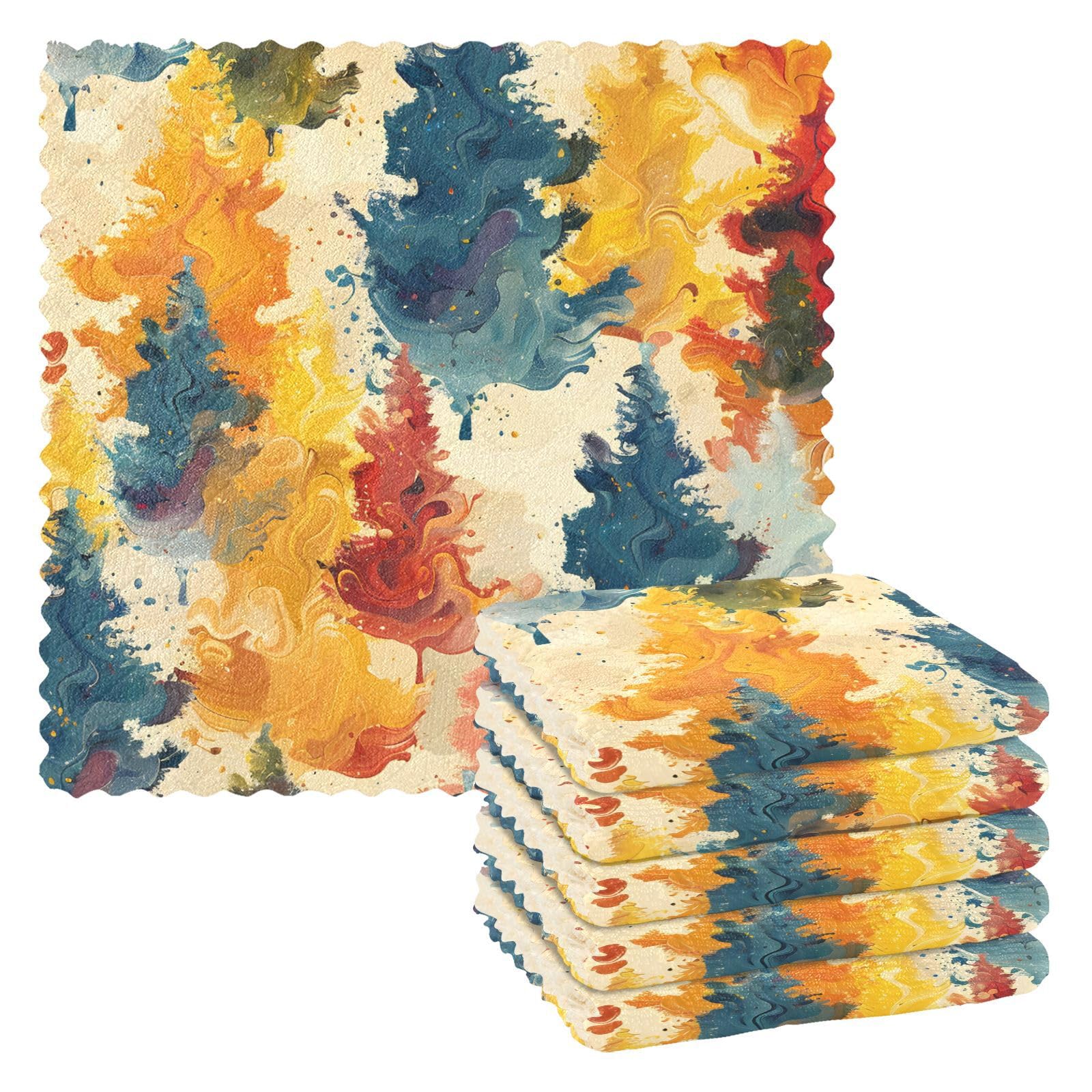 Mnsruu Microfibre Cleaning Cloths Color Tree Tie Dye Reusable Dish Cloths for Washing Up 6 Pack Swedish Dishcloth Microfibre Cleaning Towels Washable Duster Rags Cloth Home
