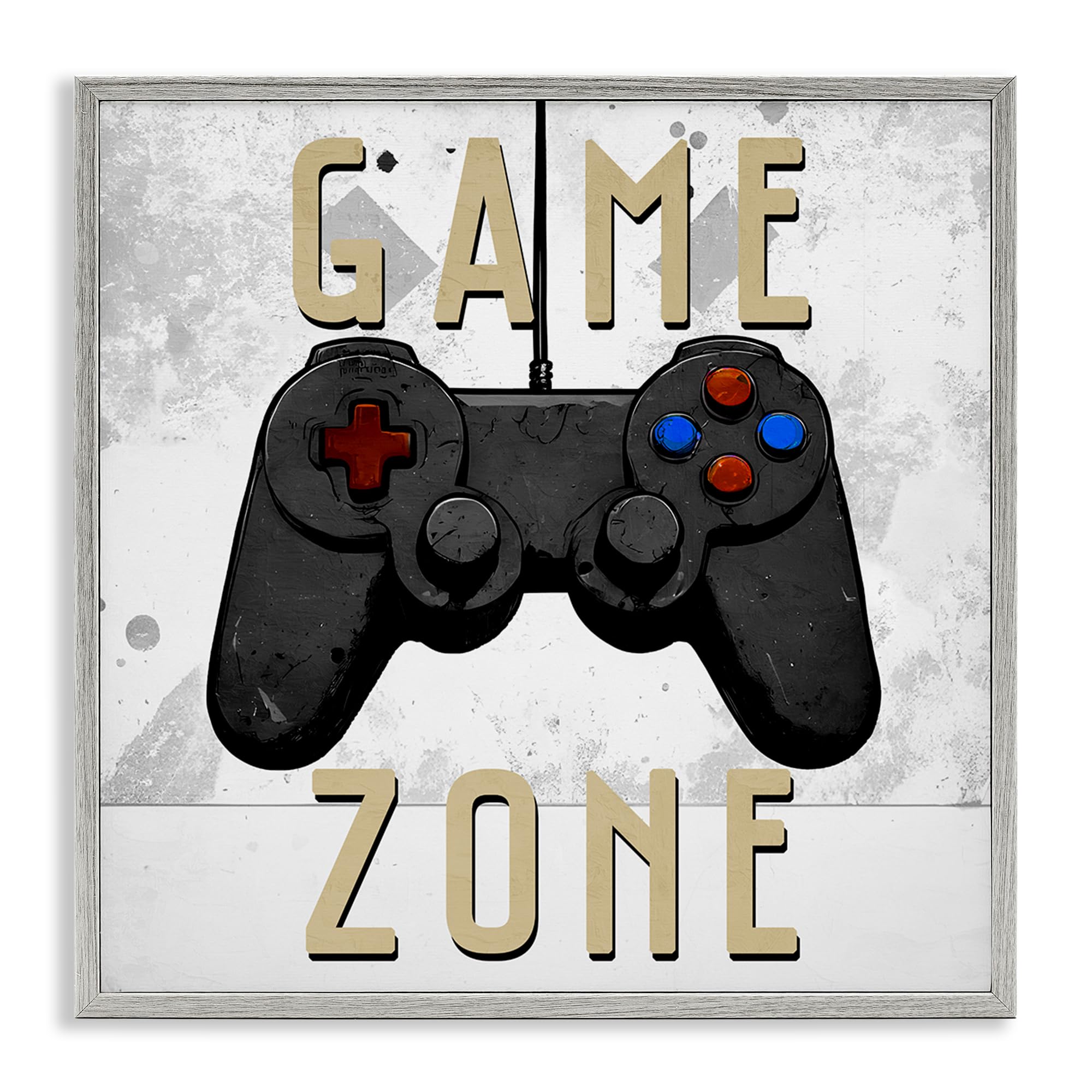 Stupell Industries Farmhouse Gray (Textured) 'Game Zone Control', Framed Giclee Art, Gray, 24 X 24 Inches, Easy To Hang And Sturdy, Made In Usa, By Kim Allen