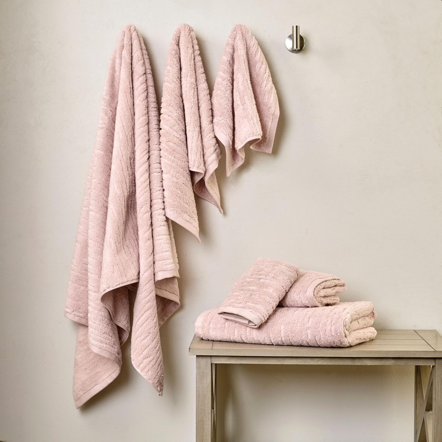 SKL Home CloudSoft 100% Cotton Luxury 2-Piece Hand Towel Set, 600 GSM, Ultra Plush & Absorbent, Blush Pink - Image 3