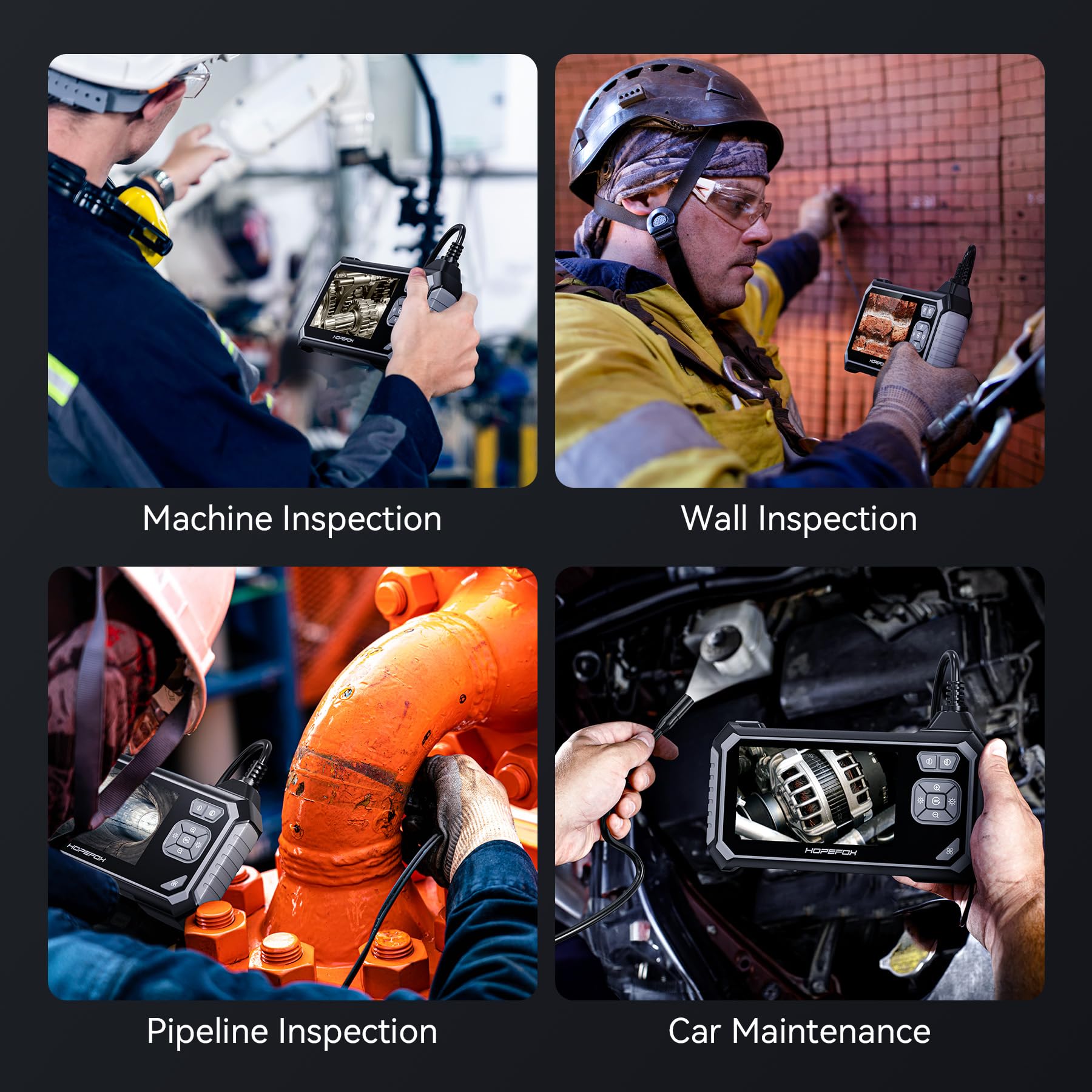 DEPSTECH Endoscoop-inspectiecamera, HD-borescope met licht, 4,3 inch IP67- scherm, IP67-waterdichte afvoerslang, 5 m semi-stijve kabel voor sanitair en HVAC in de auto