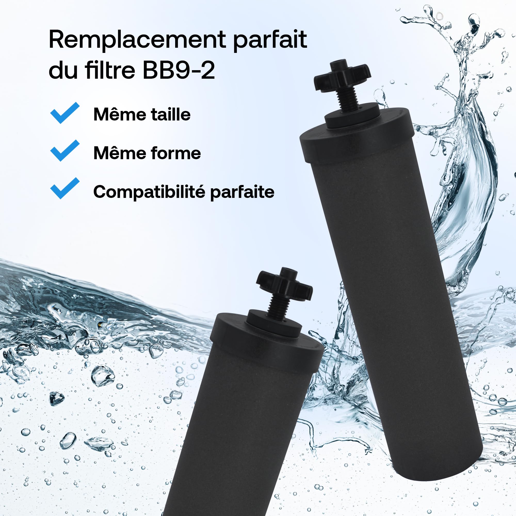 Weeplow O'Pure 2 Lot de 2 Filtres à Eau Gravité Compatible Berkey Doulton | Compatibles Weeplow, Berkey, Berkefeld, Doulton. Réduit les contaminants à hauteur de 99,99%. Lot de 2 filtres.