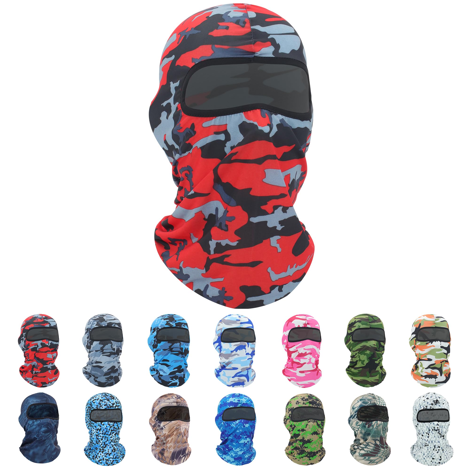 Pukavt 1-4 Pack Balaclava Face Mask, Ski Mask for Men Women, UV Protection Windproof Scarf for Motorcycle Snowboard Cycling,Camouflage Red