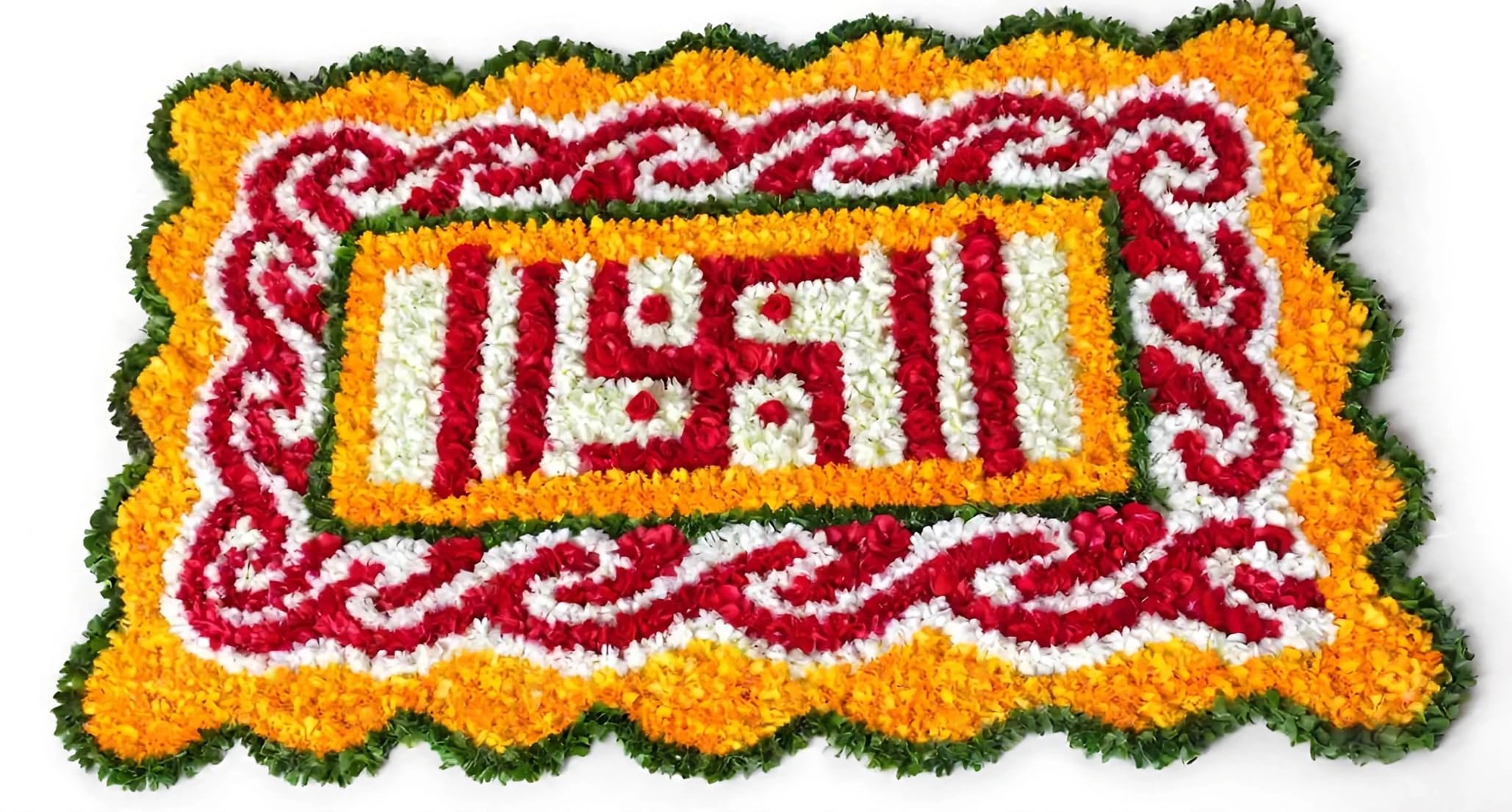 Artificial Floral Rangoli Mat Swastik Design 2x3 ft | Readymade Pookalam, Reusable, Diwali Door Decor, Pooja Entrance Mat, 60x90 cm-picture-43