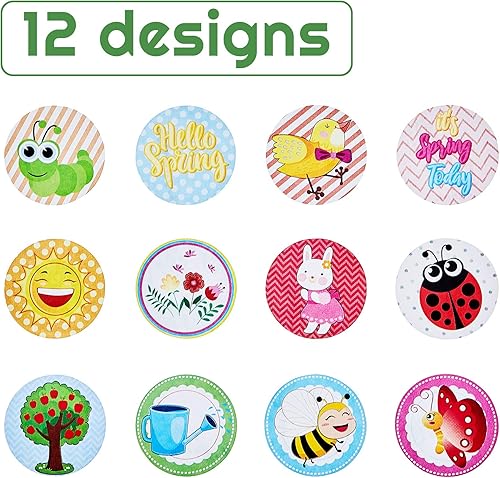 Miniatura 3 de Calcomanías de primavera para niños en un rollo, 12 diseños de flores y árboles, calcomanías de primavera para Pascua, familia, escuela, fiesta