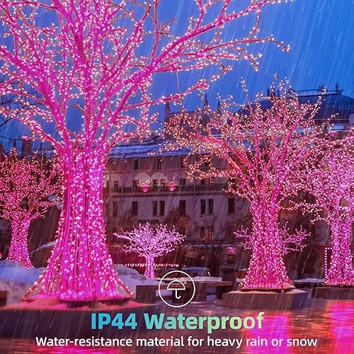 Miniatura 3 de Paquete de 2 tiras de luces que funcionan con pilas, 80 luces LED rosas de 26 pies, impermeables, alambre transparente, luces parpadeantes para