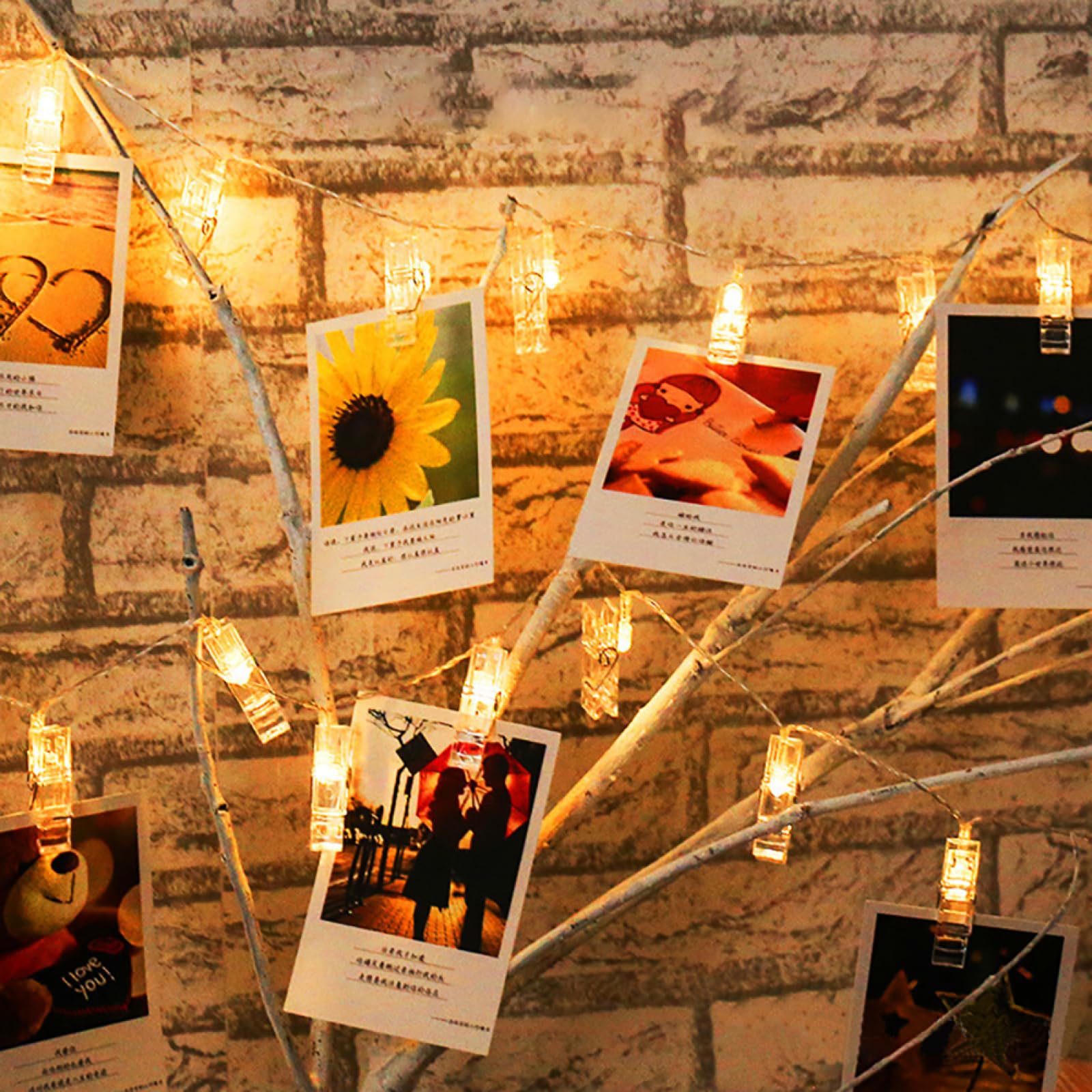 Cadena De Luces Decor Con Clip Para Fotos Creativas|Lámpara Ambiental Colgante De Alambre Cobre LED|Luces De Hadas Para Fiestas De Cumpleaños Y Vacaciones,Blanco Cálido,10m(32.8 Pies)-80LED-Batería