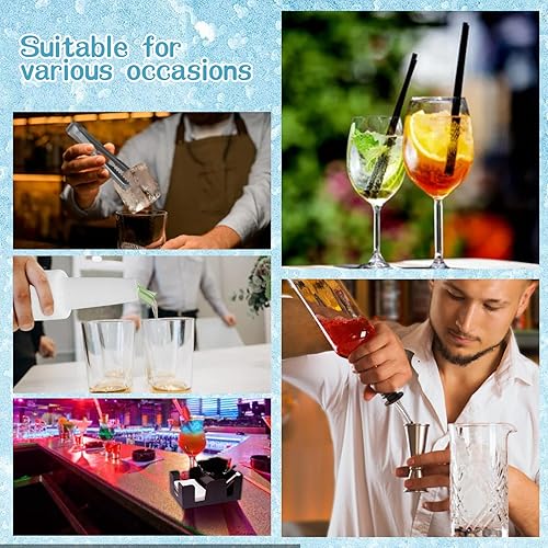 Miniatura 6 de 28 piezas de suministros de bartending bandeja para decorar con tapa, barra de 3 niveles, 14 vertedores de botellas de licor, 2 botellas de plástico