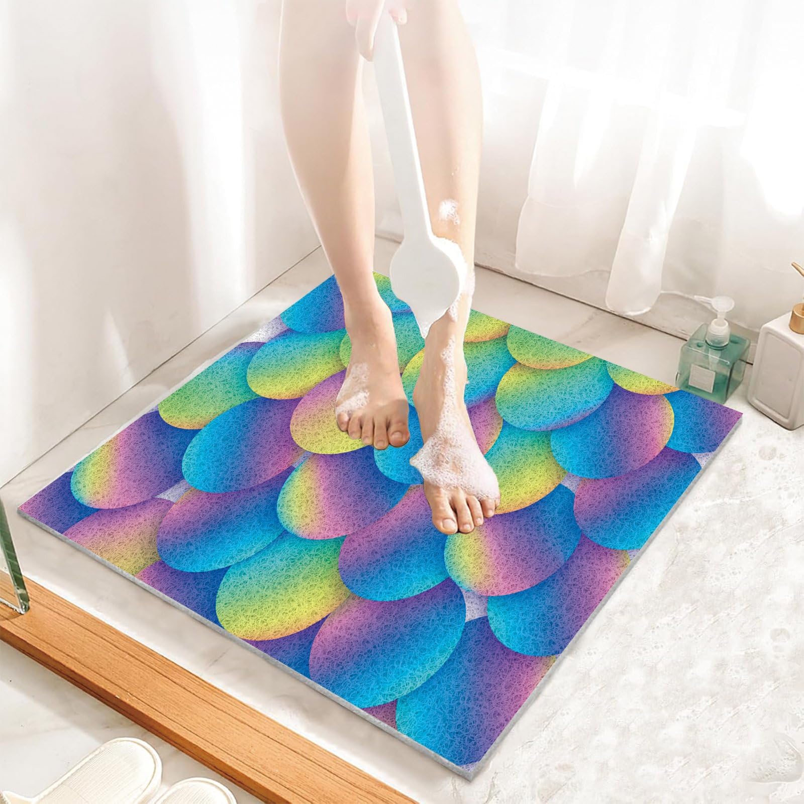Alfombrillas de ducha antideslizantes para personas mayores, 120 x 240 cm, alfombrilla de baño antideslizante para ducha interior, alfombrillas de bañera para baño, almohadillas de baño de lufa de PVC