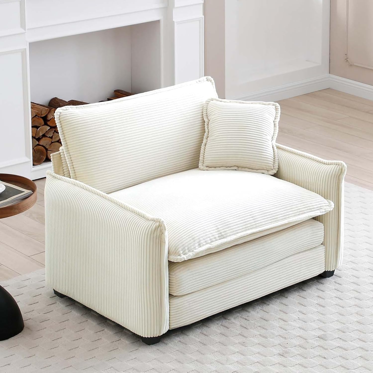 Living Rooom Chair,25.2" Deep Seat Oversized Corduroy Chair,Modern Lounge Armchair for Living Room,Apartment,Reading Room(Camel,chiar)