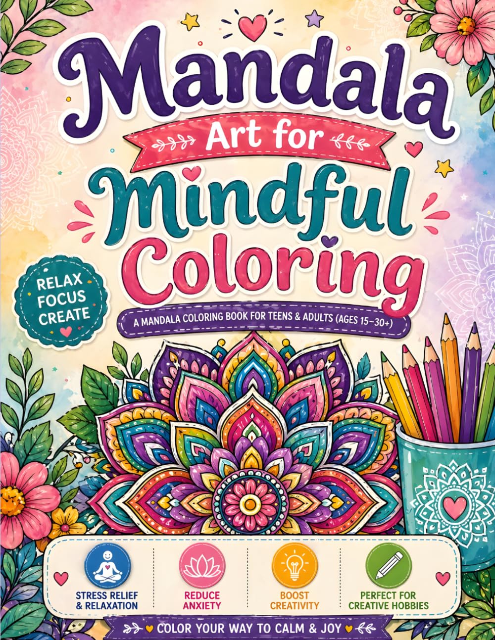 Mandala Art for Mindful Coloring: Easy & Bold Mandala Designs for Creativity, Focus, and Anxiety Relief