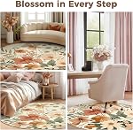 Jinchan Rug rond floral 4ft Cercle intérieur de la zone Rug 4' Rond Lavable à l'Oriental moderne Imprimé Non Slip Tapis pour Salon Salle à manger Chambre Entrée Bureau Décor Rose/Grey