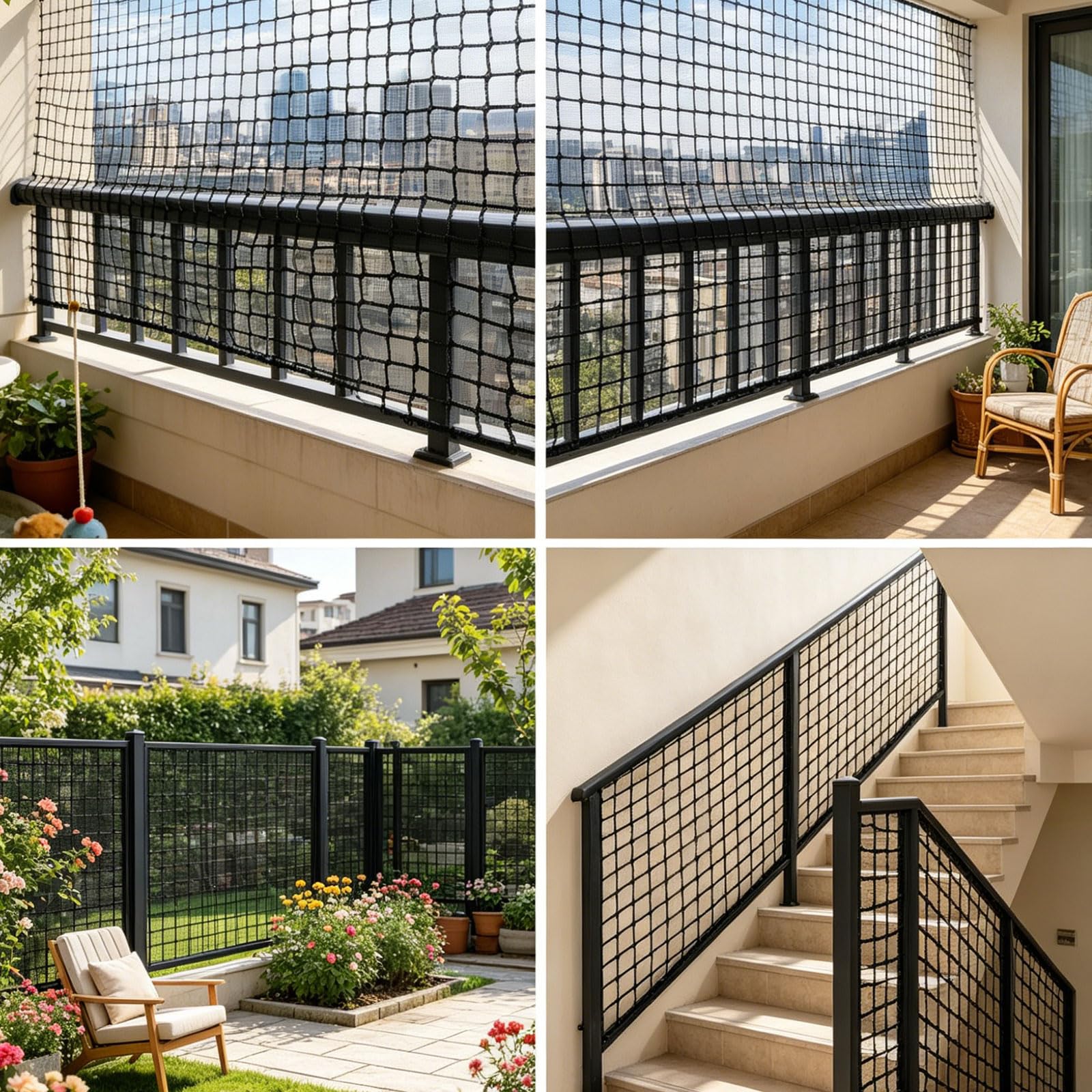 Rete Di Sicurezza Per Bambini, Rete Di Sicurezza Anticaduta Senza Nodi | Rete per Ringhiere per Scale Balcone Recinzione Parco Giochi Appartamento, Rete Decorativa