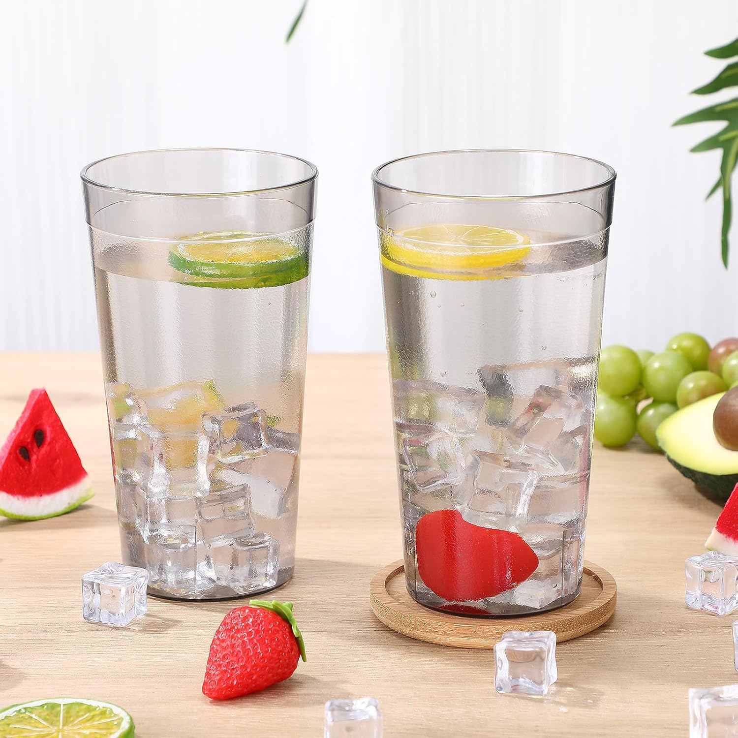 Sieral 24 Pack Reusable Plastic Tumblers Cups Stackable Beverage Cups Restaurant Drinking Glasses Anti Slip Break Resistant Water Glass for Kitchen Camping Cafe Bar Party(20 oz,Grey) - Image 3