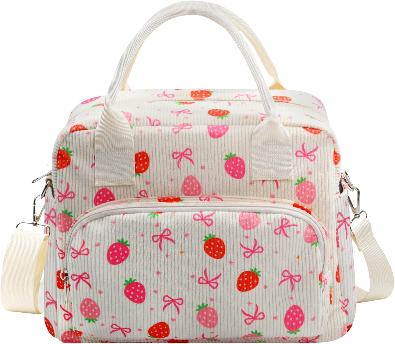 RLGPBON Lunch Bag Women Girls Large Lunch Box Insulated Tote Bag, Cute Corduroy Reusable Lunch Box for Adult for Work Picnic or Travel