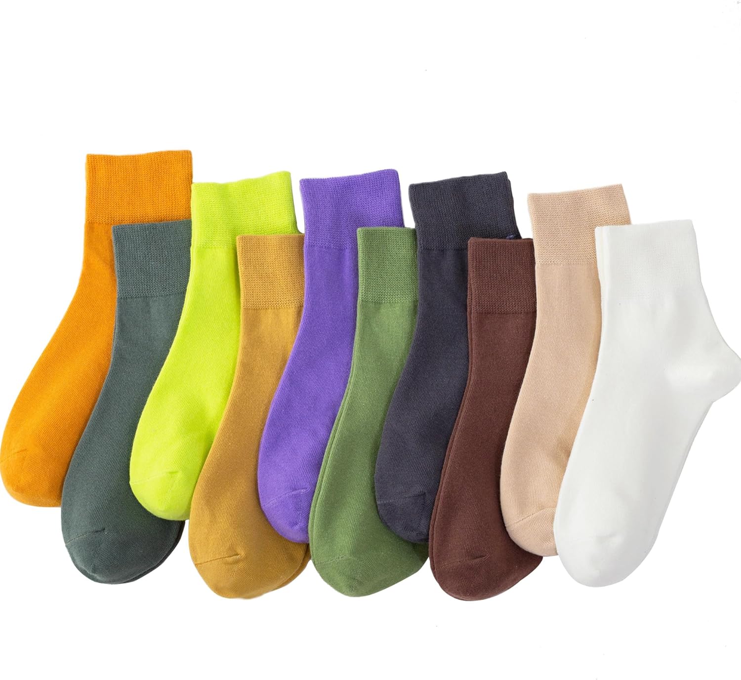 HUGSWEET Thin Soft Cotton Crew Socks for Women Ankle above Bootie Socks Gifts for Women 5-10 Pairs - Image 5