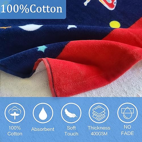 Miniatura 14 de Toalla de baño/piscina/playa con capucha, para bebés, niños y niñas de 3 a 12 años, tamaño extra grande, 30 x 50 pulgadas, algodón absorbente súper