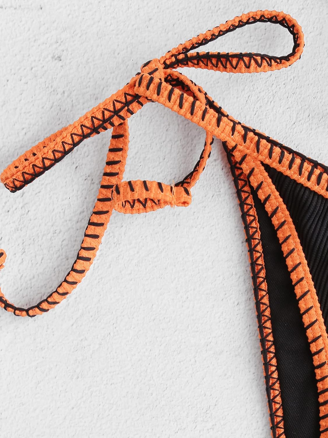 ZAFUL Women's Triangle Bikini Tie Side Whip Stitch String Bikini Two Piece Swimsuit Bathing Suits (3-Black, SSmall) - Image 5