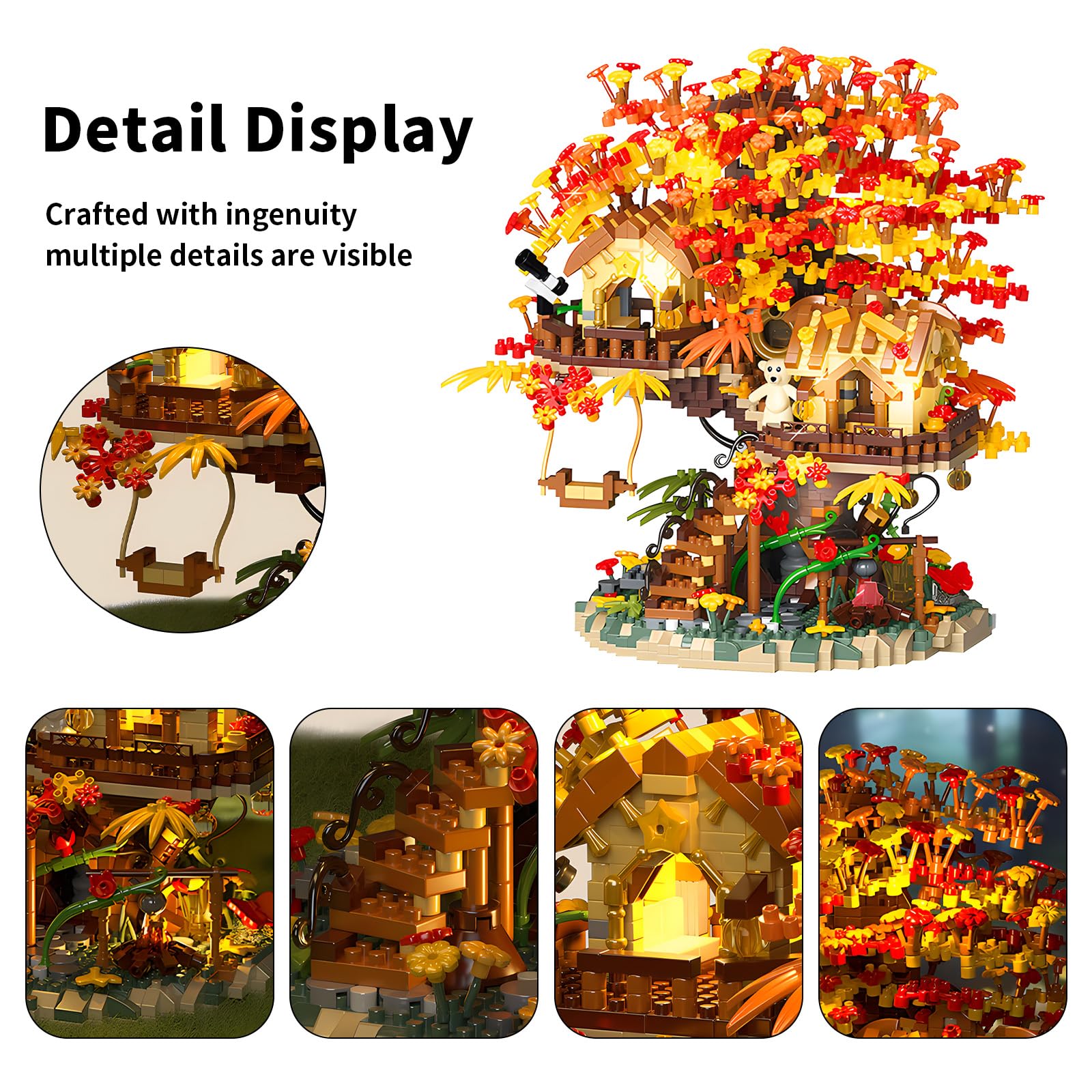 HJPLPXH Cherry Blossom Bonsai Tree House Building Blocks Set Plants Flowers Treehouse Architecture Micro Mini Block Kits Gift for Adults(2725 Pieces) - Image 3